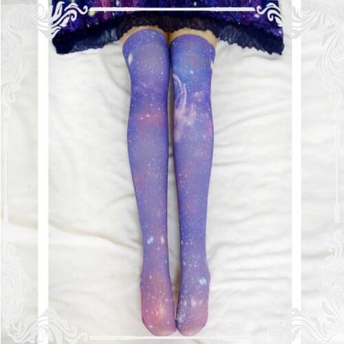 Japanese Harajuku style Lolita tube socks half-Star fantasy printed knee socks leggings stockings student