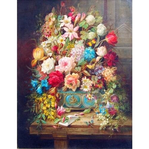 New Williams Rose Basket Embroidery Needlework Flowers 14CT Counted Unprinted DMC DIY Cross Stitch Kits Handmade Art