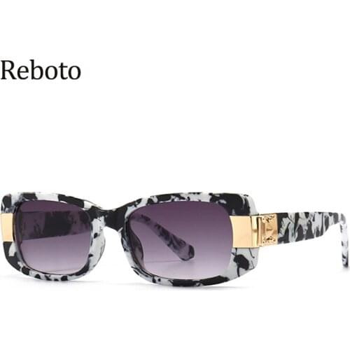 New Brand Square Womens Sunglasses Retro Vintage Small Fashion Sun Glasses Female Trend Fashion Rectangle Flower Shades UV400