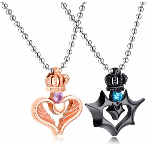 FATE LOVE Lovers Couple Necklace Pendants for Male Female Men Women Black Rose gold color Fashion stainless steel jewelry