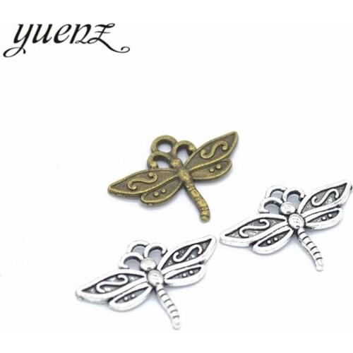 YuenZ 20pcs Dragonfly Charms For Jewelry Making Bronze Tibetan Silver Plated Pendants Antique DIY Handmade Craft 21*20mm D225