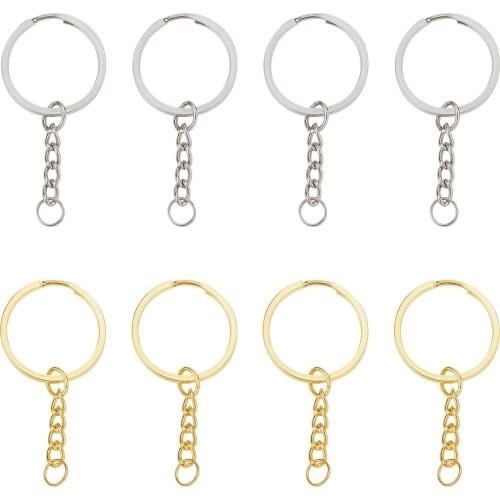 20Pcs Metal Alloy Split Key Rings Key Chain Silver Gold Round Keyrings Keychain Clasp Findings for DIY Jewelry Making Accessory