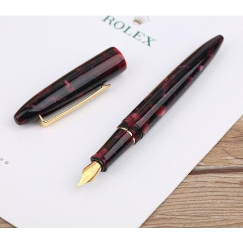 Moonman M100 Acrylic Resin Creative Fountain Pen Schmidt Converter and Fine Nib 0.5mm Ink Pen Gold Trim Writing Gift Pen A02
