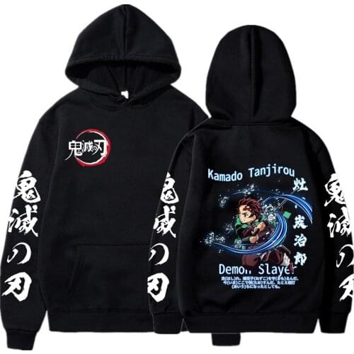 Cool Cartoon Fighted Boy Kamado Tanjirou Demon Slayer Anime Hoodies Casual Harajuku Men Winter Long Sleeve Streetwear Sweatshirt