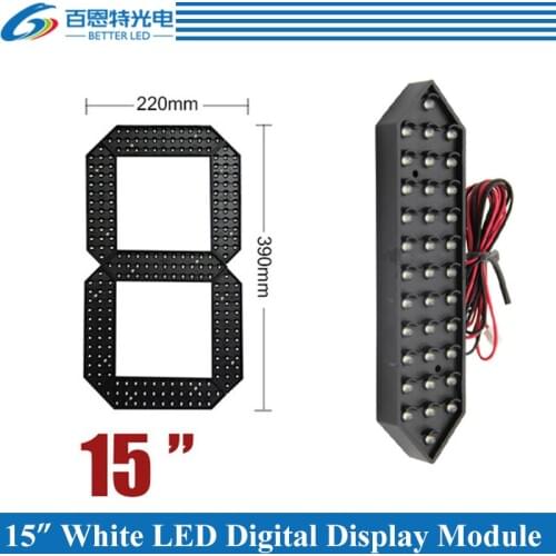 4pcs/lot 15" White Color Outdoor 7 Seven Segment LED Digital Number Module for Gas Price LED Display module