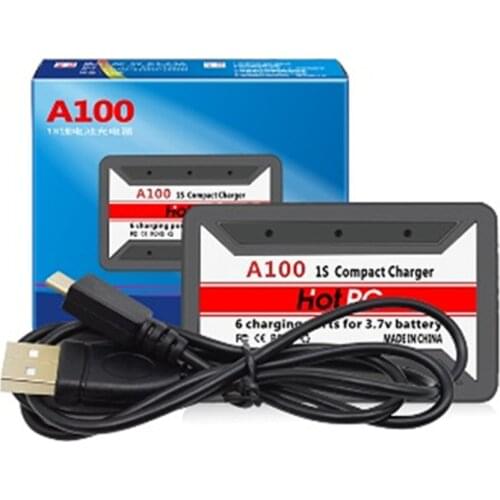 HotRc A100 6 in 1 3.7V Lipo Battery Charger USB Interface 6 Ports For Hubsan X4 Q4 H107L H107C WLtoys JJCR UDI