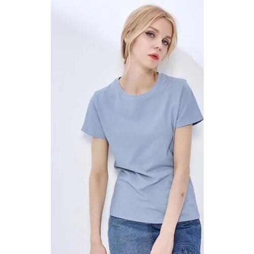 100% Cotton Womens T-shirts Summer Solid Color Short Sleeve Female Clothing 2021 Ladies Tshirt Tops Tee Casual T Shirt For Women