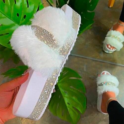 2021 Summer Women Rhinestone Platform Slippers Wedge Sandals Beach Slippers Calzado Mujer Womens Slippers Fashion Casual Loafer