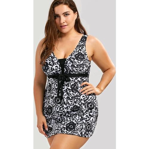 WomenS Swimwear 3Xl New Sexy Tight-Fitting Swimsuit Plus Size Skirt-Style Backless Bow-Knot Printed One-Piece Swimsuit Women