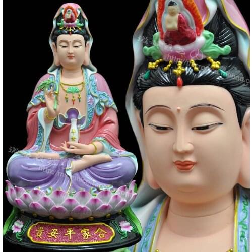 12 to 24 inch hand color Avalokiteshvara like your family peace Temple furnishings ceramic Buddha Guanyin ornaments