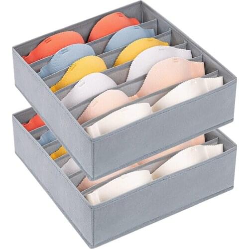 2 Pieces of Bra Drawer Storage Bags 6 Cell Underwear Storage Bags Foldable Cubic Locker Storage Box