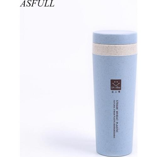 2018 New pure natural wheat straw material double layers personalized design environmental protection cup tea water