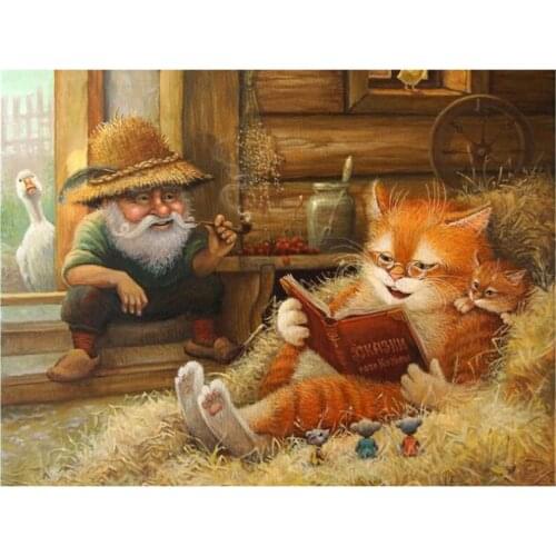 5D DIY Full Round/Square Diamond Painting Cartoon Cat Cross Stitch 3D Embroidery Rhinestone Mosaic Beaded Gift Home Decor Y401