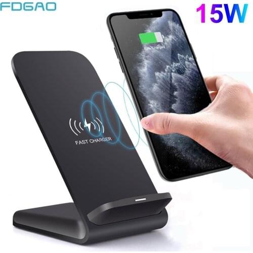 FDGAO 15W Quick Charge Qi Wireless Charger Dock for iPhone 12 11 Pro XS Max XR X 8 Fast Charging Stand for Samsung S10 S20 S21