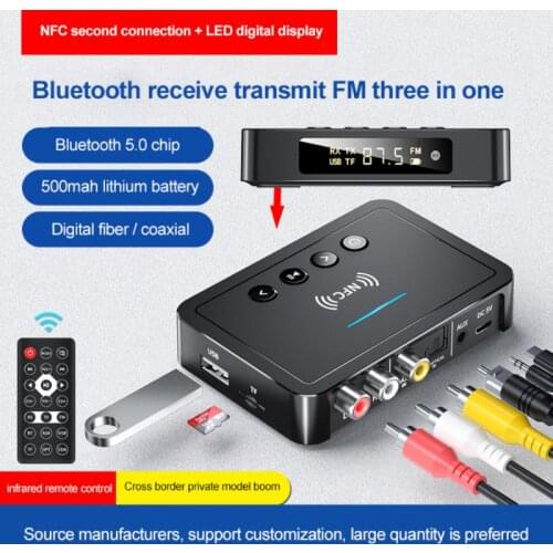Bluetooth 5.0 Receiver Transmitter FM Stereo AUX 3.5mm Jack RCA Optical Wireless NFC Bluetooth Audio Adapter For TV PC Headphone