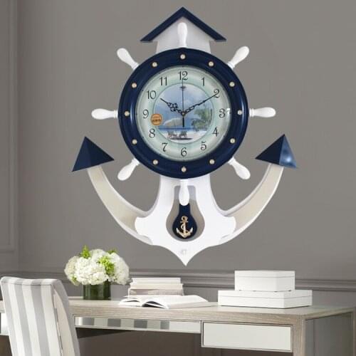 Wooden Vintage Wall Clock Creative Nautical Kids Room Large Wall Clock Special Unique Klokken Wandklokken Home Decor DE50ZB