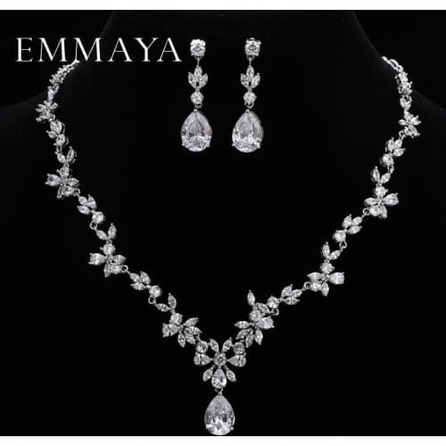 EMMAYA Brand Gorgeous AAA CZ Stones Jewelry Set White Crystal Flower Party Wedding Jewelry Sets For Women