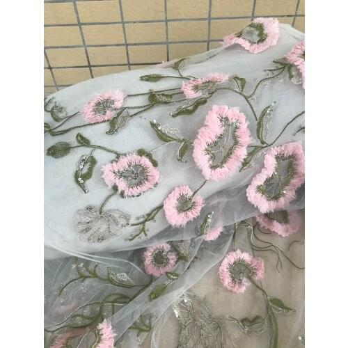 Beautiful flower embroidery net lace faric fashion J-59184 African tulle net Lace Fabric