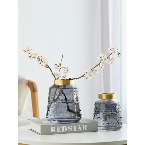 Creative modern Simple glass vase Golden rim Home decoration living room