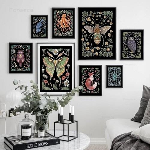 Honey Bee Art Print Luna Moth Art Prints Home Animal Art Decor HD quality Cartoon Painting animal posters canvas painting