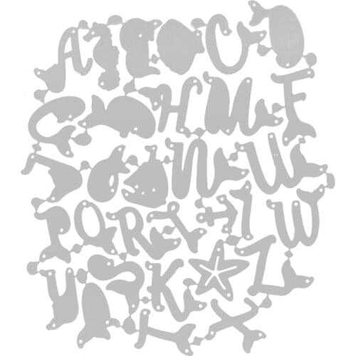 Ocean Fish Alphabet Metal Cutting Dies Stencil Scrapbooking DIY Album Stamp Paper Card Embossing Decoration Craft