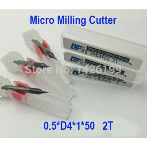 Micro Milling Cutter 2F-0.5mm, 0.5*D4*1.0*50mm, alloy milling cutter,CNC milling machine, CNC milling tools, Nc tool