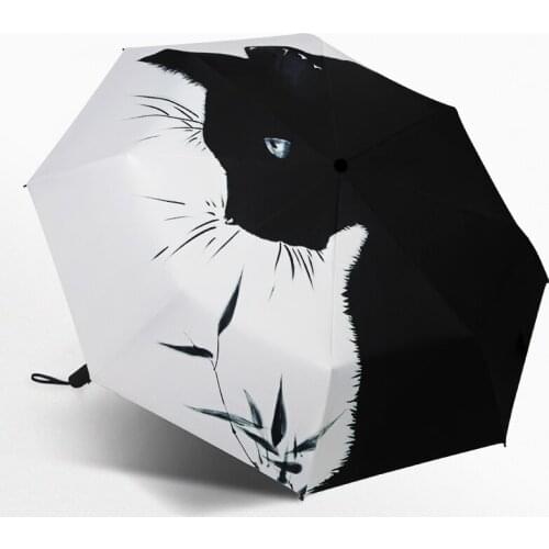 Cat Cute Umbrella Windproof Painting Folding Sunny and Rainy Rain Gear for Children Corporation Suncobran Household Item AE50YS