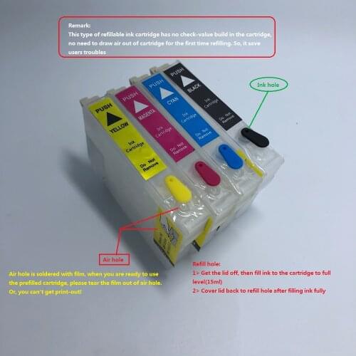 YOTAT Refillable ink cartridge T0711 T0712 T0713 T0714 for Epson Stylus SX215 SX218 SX400 SX405 SX405WiFi SX410 SX415 SX510W