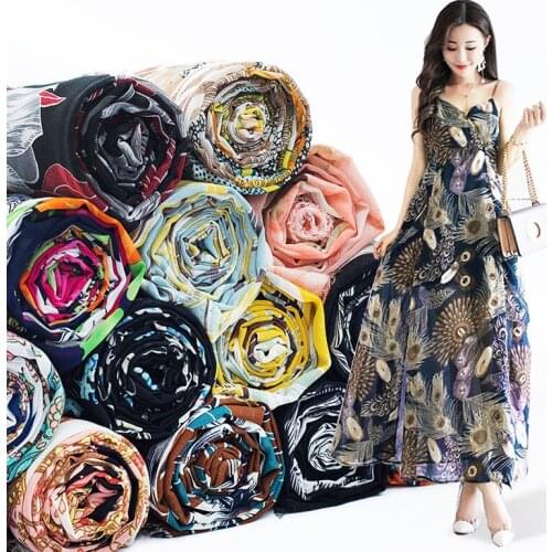 Fashion Plum Pattern Printed Chiffon Fabric, Soft Chiffon Tulle Dress Shirt Fabric, by the Meter