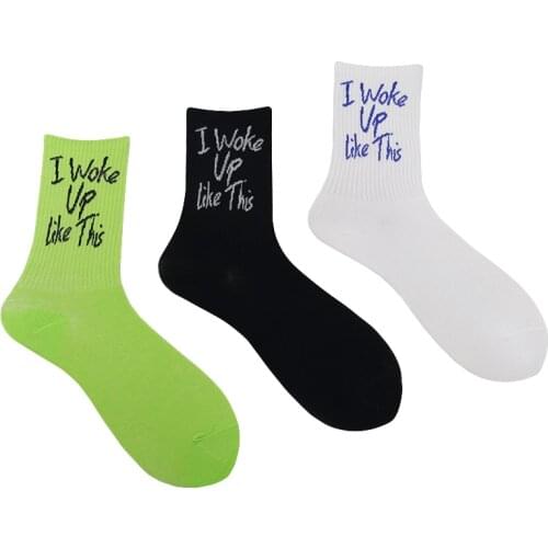 Ins Pirational Language Cool Socks Men And Women Street Fashion Personality Design Hip Hop Socks Street Cotton Breathable