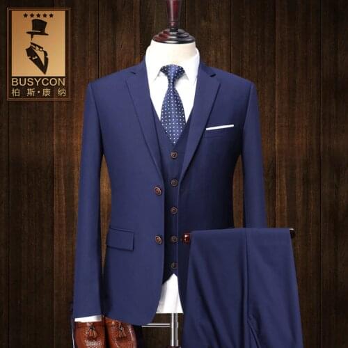 Fashion Slim Fit 3 Pieces Royal Blue Suit For Men With Pants Italian Blue Wedding Tuxedo Costume Mariage Homme 2016