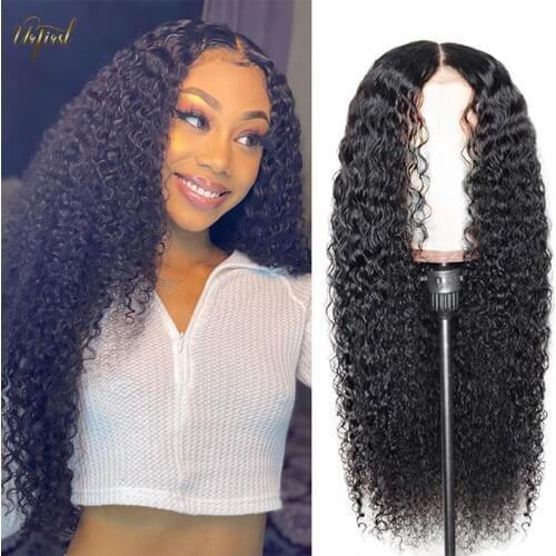 Mongolian Kinky Curly Lace Front Wig Pre Plucked Curly Human Hair Wigs For Black Women 4x4 Closure Wig Remy Boncy Curly Wig