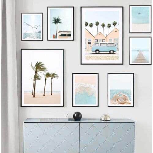 Sea Shell Seagull Starfish Coconut Tree Wall Art Canvas Painting Nordic Posters And Prints Wall Pictures For Living Room Decor