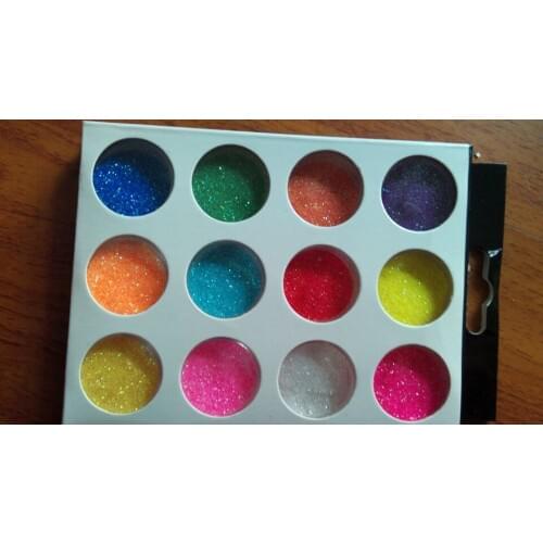Fashion 12 Colours/Lot Glitter Dust Powder Pots Set Nail Art Tips Crafts Face Body Eye~ WoW ! ~ 12Jars/set