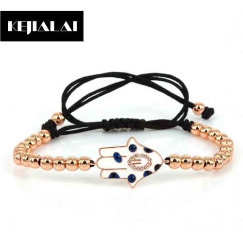 2017 New Style Hamsa Hand Bracelet Blue Evil Eye Bracelet Beads Braiding Macrame Adjustable for Women Girls Men Gift
