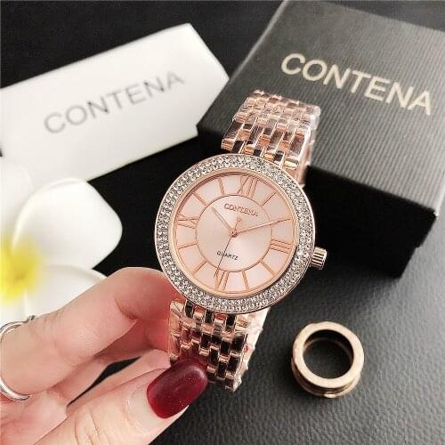 2021 New Quartz Watch Women Classic Rhinestone Luxury Ladies Watches Womens Exquisite Casual Female Metal Wristwatch Reloj Mujer