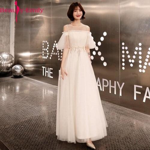 Charming O Neck Robe De Soiree 2020 Evening Dress Long Prom Party Dress A-Line Lace Up Back Tulle Special Occasion Dresses