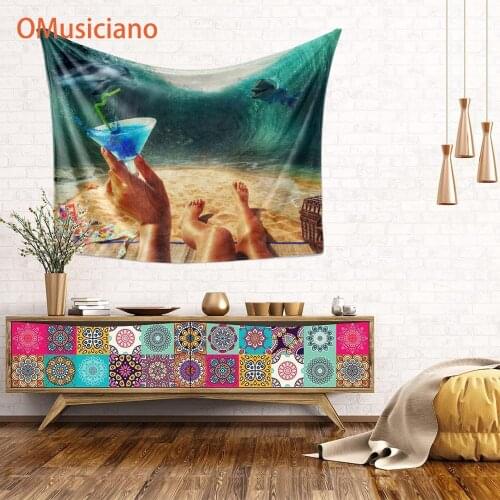 OMusiciano have a holiday at home relax Tapiz farmhouse decor Pshcedelic mountain Tapisserie beach Bohemian custom tapestry