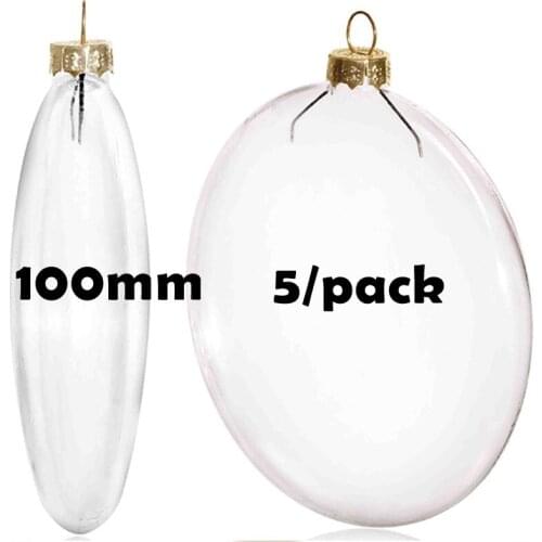 Promotion - 5/Pack, DIY Paintable Christmas Decoration Ball 100mm Glass Disc Oval Ornament