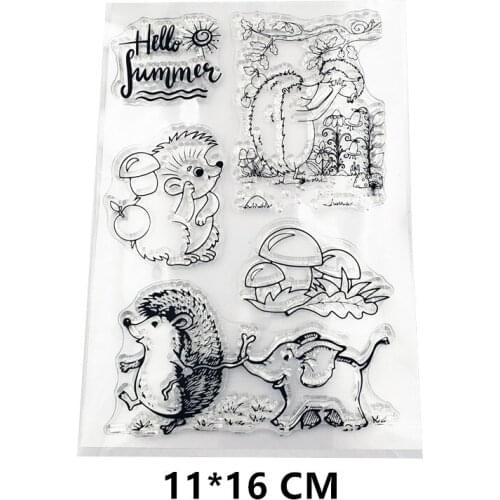 2021 New Hedgehog Baby Elephant Clear Stamps DIY Scrapbooking Craft Supplies Rubber Silicon Seals Album Hobby ink pad Stamping