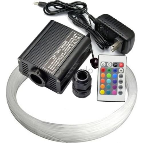 RGBW LED 16W fiber optic light engine driver with 24key controller + 300PCS 0.75mm 2m optical fiber cable free shipping