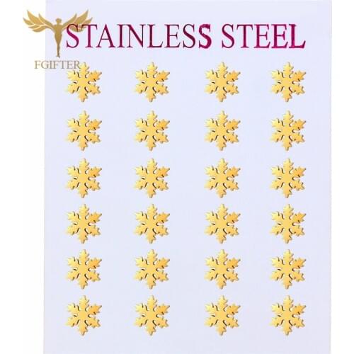 Classic Snowflake Earrings Wholesale Stainless Steel Earring Stud Ear Piercing Jewelry Winter Christmas Ornaments Gifts