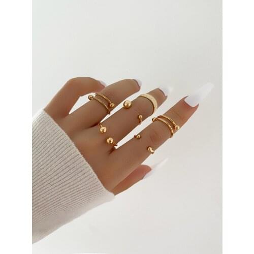 Stillgirl Pcs Punk Gold Anxiety Rings for Women Vintage Simple Geometric Set Couple 2021 Trendy EMO Jewelry Anillos Bague Homme