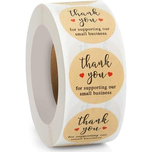 50-500pcs Thank You Stickers Labels Seals Thank You for Supporting My Small Business Stickers Kraft Pink Black Labels For Shop