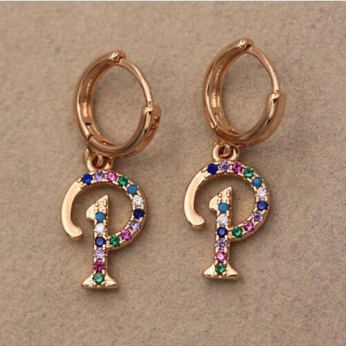 Dangle Drop Earrings Rainbow Zirconia Gold Plated Copper Earring For Women Fashion Jewelry Accessories Wedding Anniversary