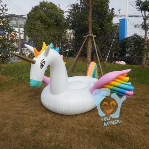 Water Fun Toy 250cm Inflatable Rainbow Pegasus Unicorn Horse Pool Float Air Floating Mattress Swimming Ride on Flotador Piscina