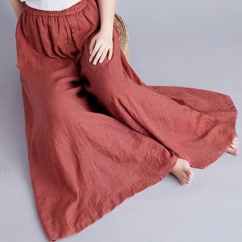 Long Styles 100% Linen Shorts Skirts for Women Casual Elastic High Waist Shorts Ladies High Street Fashion Skirt Pantalon Carto