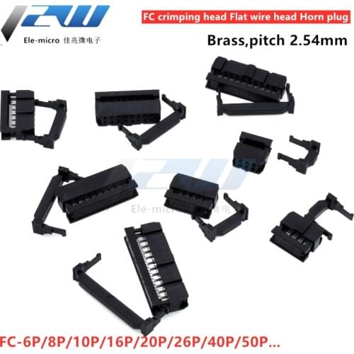 10set/lot 6,8,10,12/14-50 Pin IDC Connector,6 to 50 Pin Cable Jack Connector, 2.54mm IDC Double Row Tilt Ribbon Cable Connector