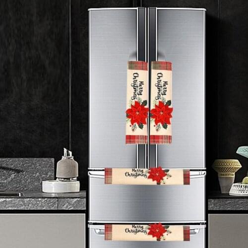 3Pcs Christmas Decoration Antiskid Refrigerator Door Handle Cover Microwave Handle Gloves Kitchen Accessories New Year Decor