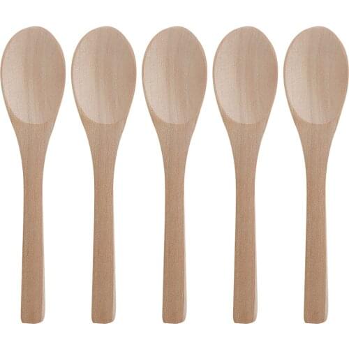 5 Pcs/lot Natural Wood Spoon Flatware Kitchen Tool Soup Dessert Coffee Stirring Ice Cream dessert Bamboo Spoon